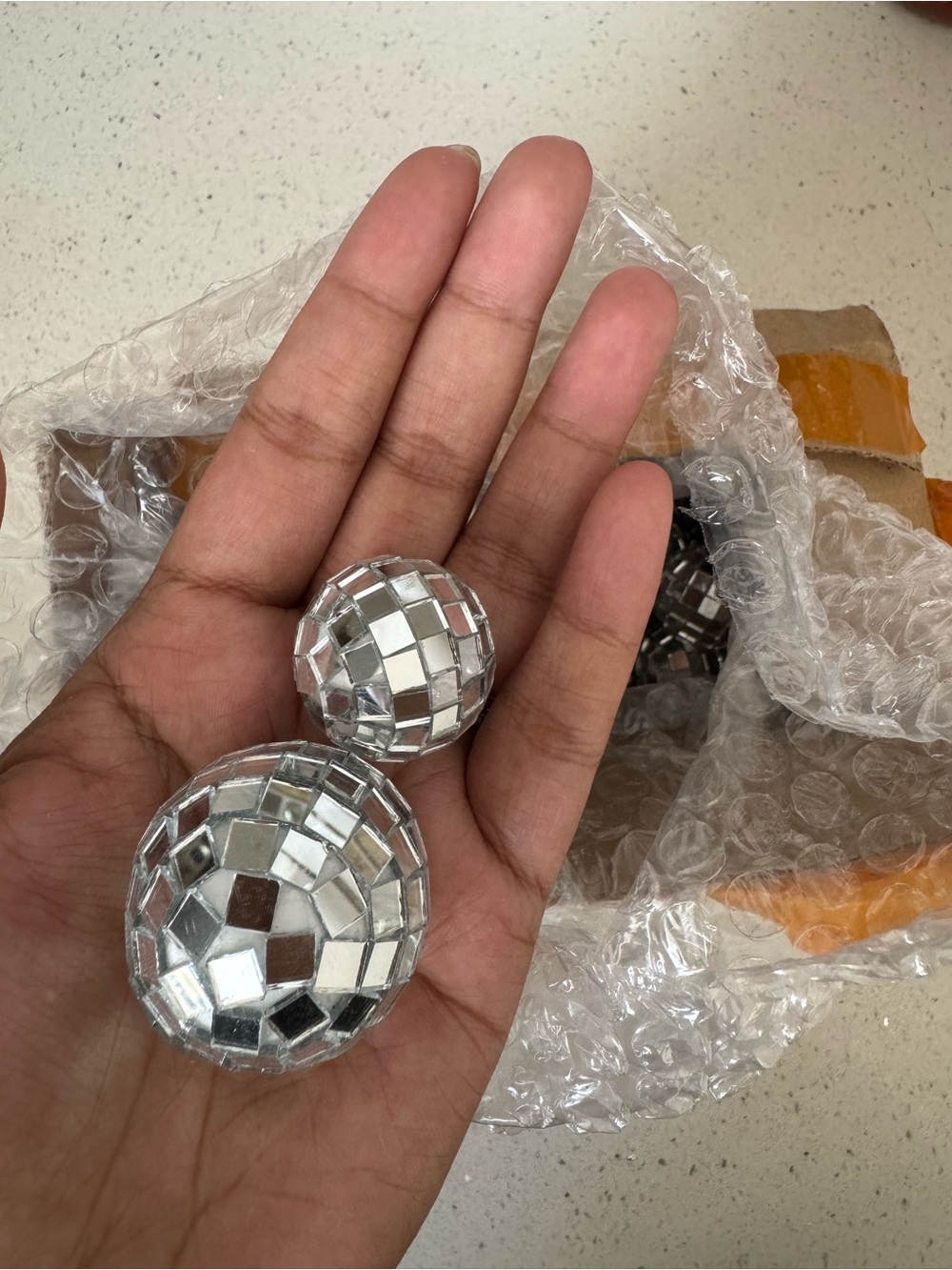Mini Silver Mosaic Glass Decorative Balls - 35 pieces